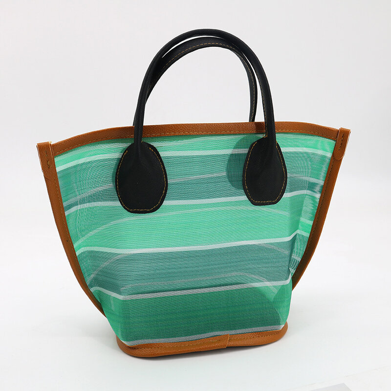 Borse da donna Casual in rete a righe borsa piccola Tote Bag borse da spiaggia estive Vintage Mini borsa a mano da donna borse da donna 2024
