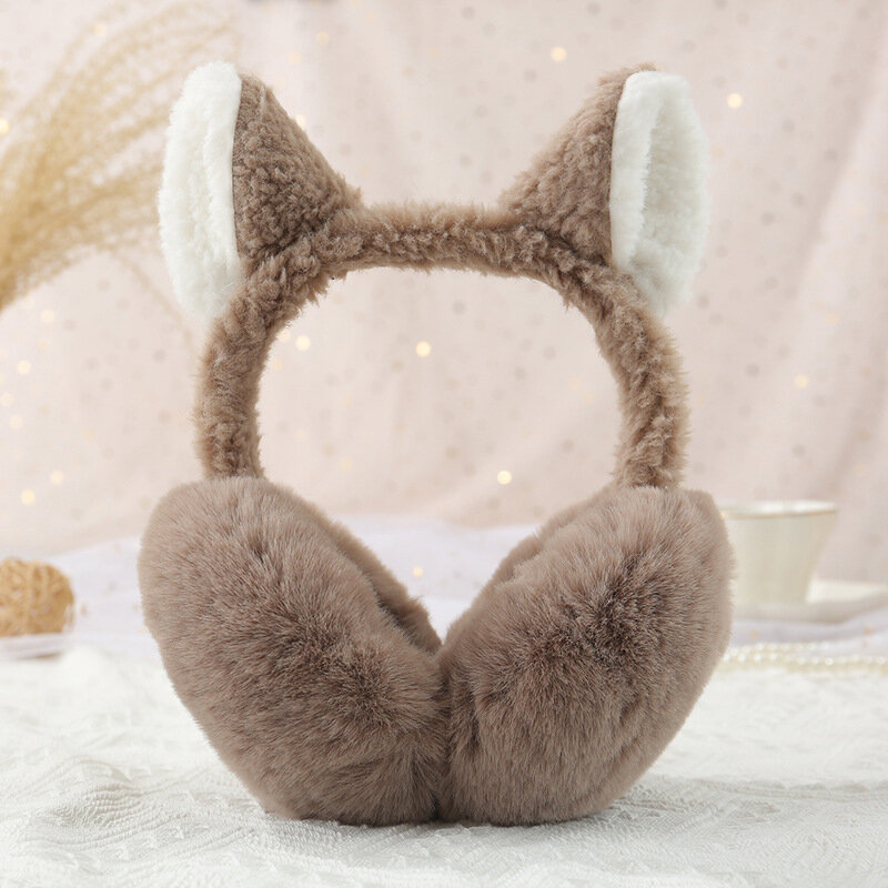 Penutup telinga telinga kucing Elf lucu, penghangat telinga termal mewah musim dingin, pelindung dingin luar ruangan, penutup telinga berbulu