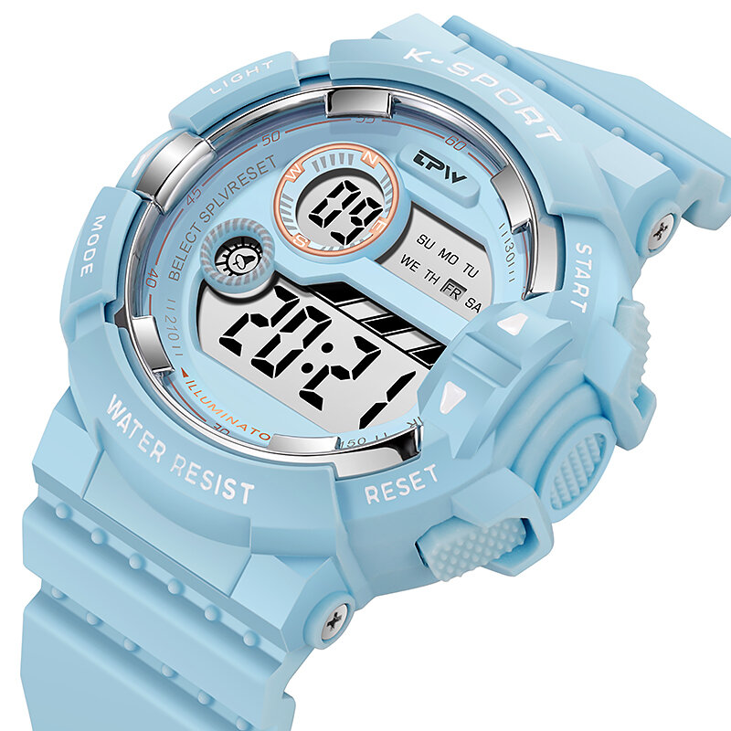 Спортивные часы для женщин ударопрочный 3ATM 44 мм циферблат цифровые часы