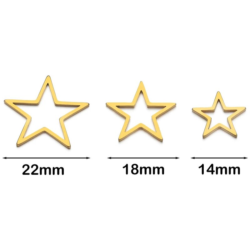 50pcs Stainless Steel 18K Gold Plated Star Connectors Pendants Charms DIY Jewelry Making Earrings Bracelets Necklace Findings