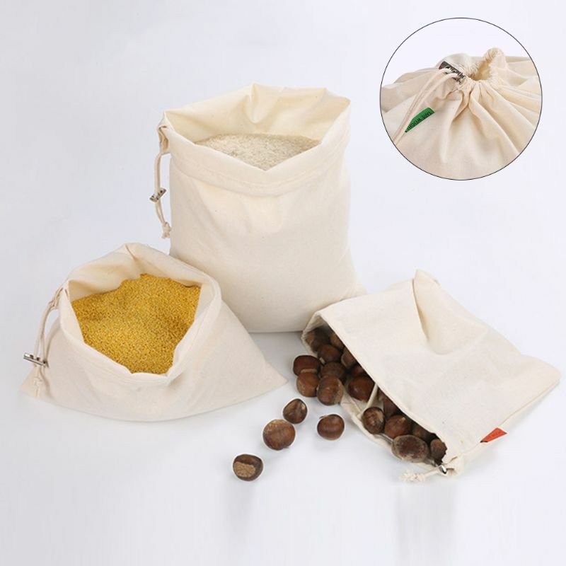 Bolsa compras malla algodón reutilizable E74B, bolsa hilo para almacenamiento frutas y verduras