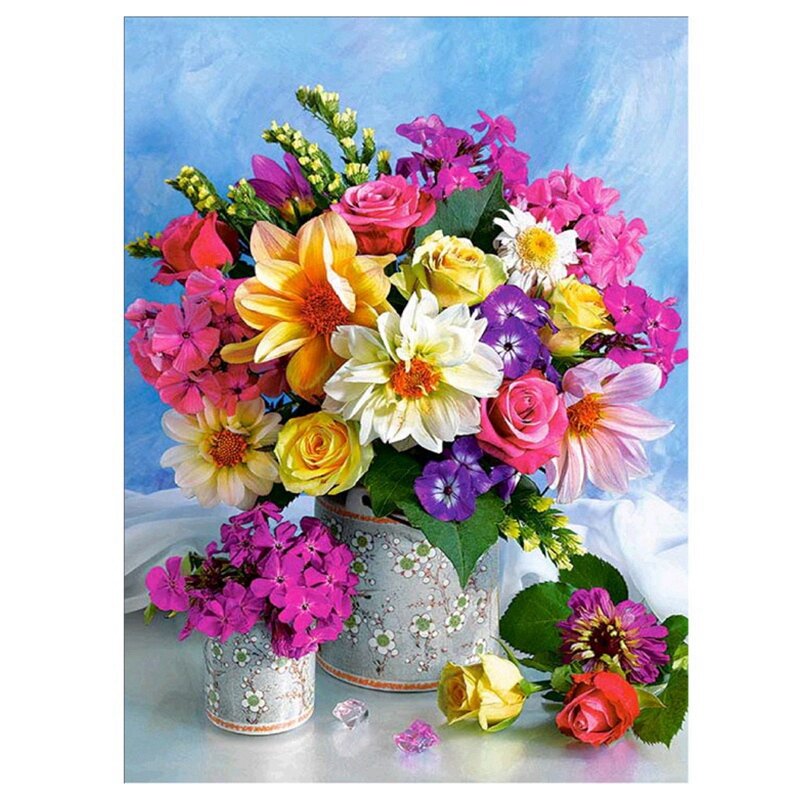 Paint With Diamond Embroidery Colorful Flowers Diamond Painting Full Round Picture Of Rhinestone Home Decor