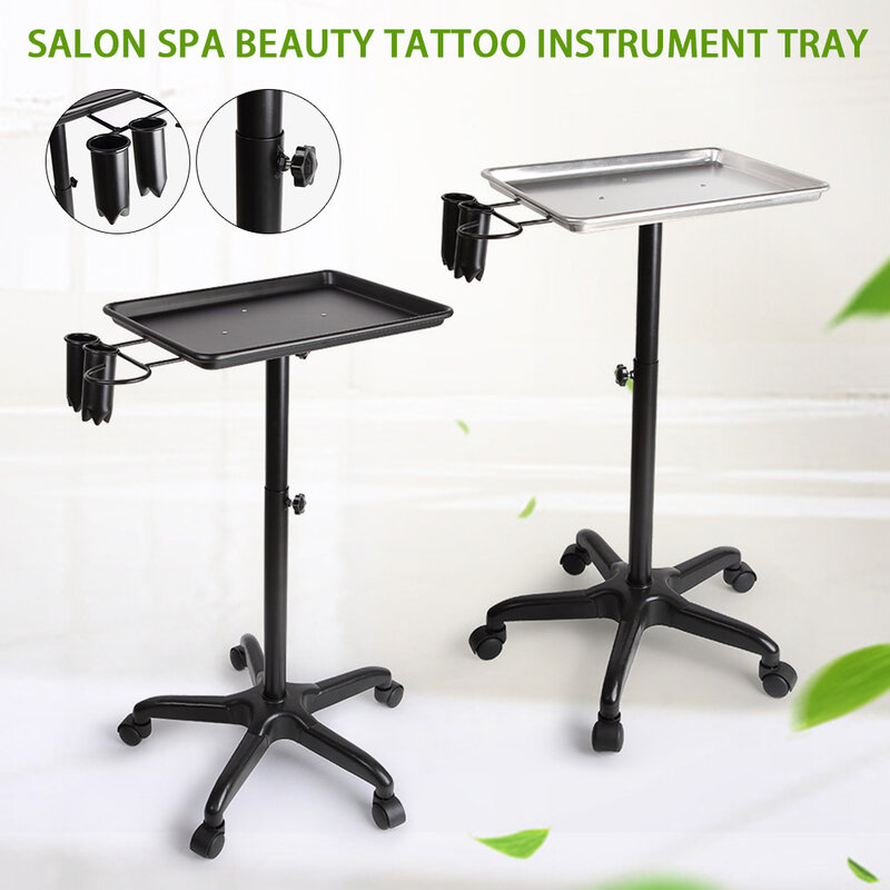 Salon kosmetyczny Spa toczący się wózek mobilny wózek przybory fryzjerskie taca na instrumenty serwisowe czarny/srebrny