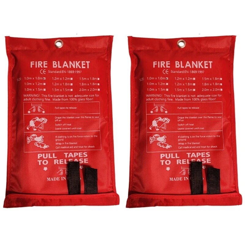 2PCS Emergency Fire Blanket, Fire Blanket, Fire Suppression Blanket For Kitchen, Grill, Fireplace (39.4Inch X 39.4Inch)