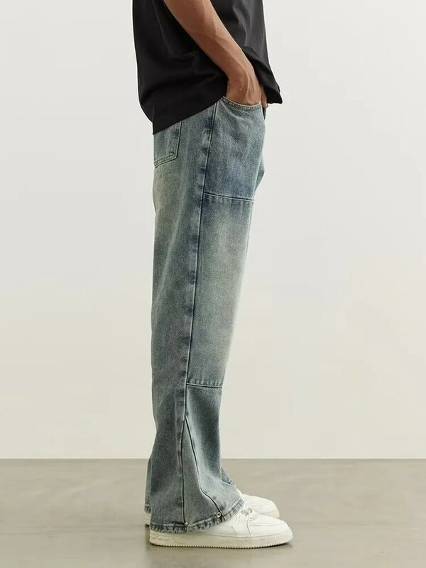 2024 Korean Y2K Fashion Washed Blue Elegant Jeans Pants For Men Clothing Straight Women Casual Denim Trousers Pantalones Hombre