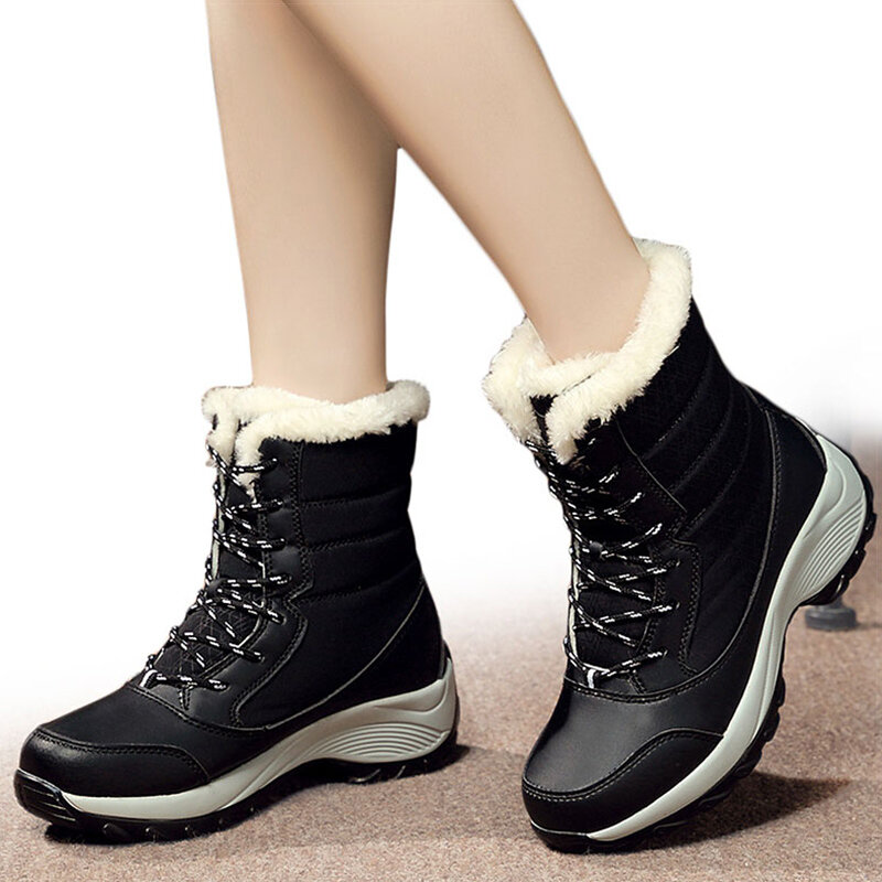 Botas leves para mulheres, sapatos de plataforma, saltos, manter aquecido, neve, fêmea, inverno