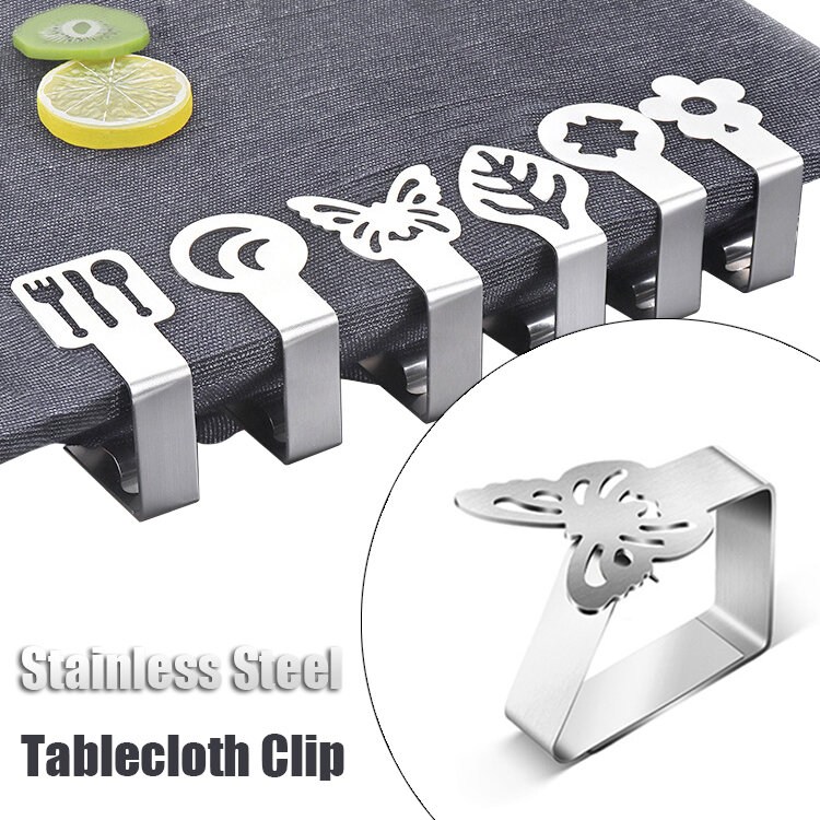 Clip de mantel de acero inoxidable, herramienta de fijación de patrones creativos, pinza para cubierta de mesa de Picnic