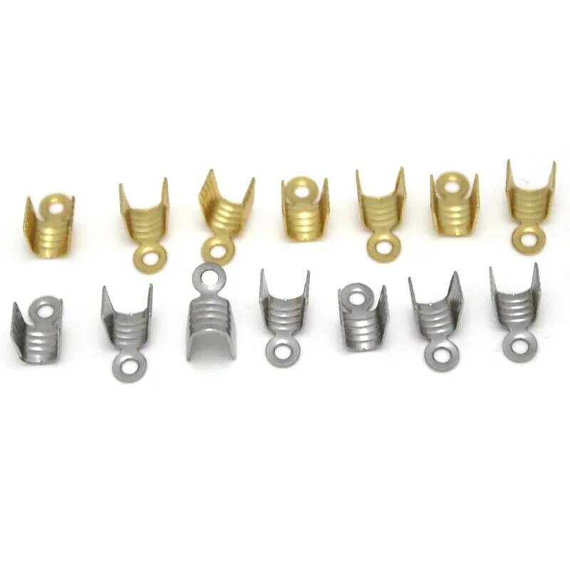 100Pcs/Lot Stainless Steel End Tip Cap Fit 3mm Leather Cord End Crimp Cap for DIY Necklace Connectors Jewelry Making Accessories