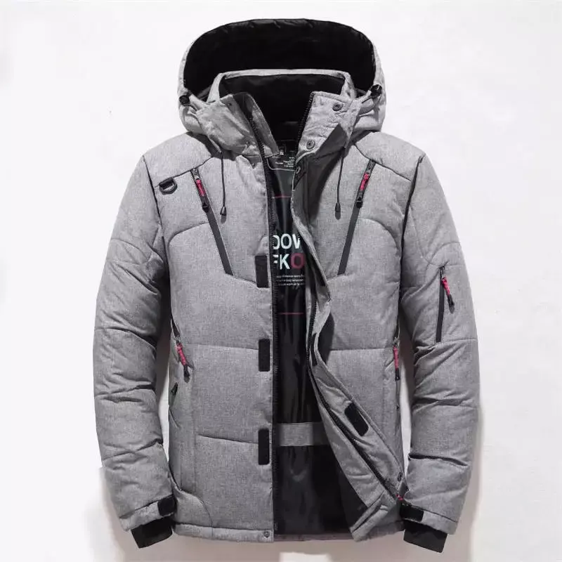 Inverno duck down jacket para homem grosso quente jaqueta de neve parka para homem com capuz jaqueta de moda ao ar livre M-4XL