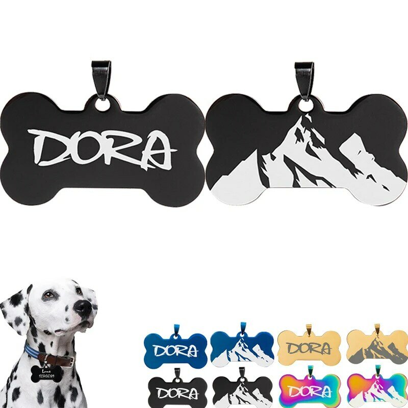 Personalized Pet Tags Bone Shape Cats Dogs Engraved ID Tags Custom Pet Name Number Tag Collars Hiromi Pet accessories Supplies