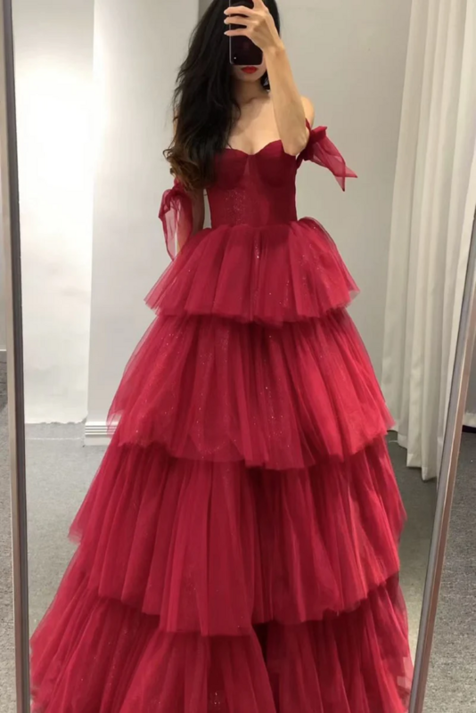 Aixiang sha Puffle A-Linie Ballkleid Tüll Abendkleid Falte Vestidos de Noche فساتين الس카ر für elegante Frauen nach Maß 2023