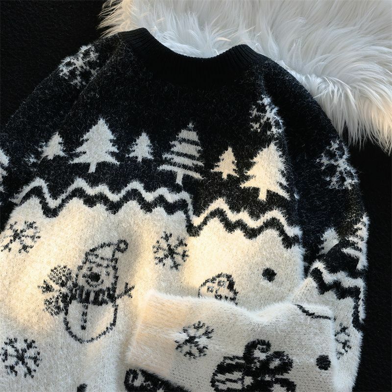 Sweaters البلوزات النساء عيد الميلاد الشتاء الكورية نمط فضفاض البلوز تريكو سترة فضفاضة غير رسمية سحب المتضخم سترة المرأة