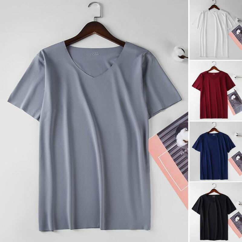 Camiseta chique casual masculina, blusa macia de verão, streetwear masculino, plus size, M para 4XL