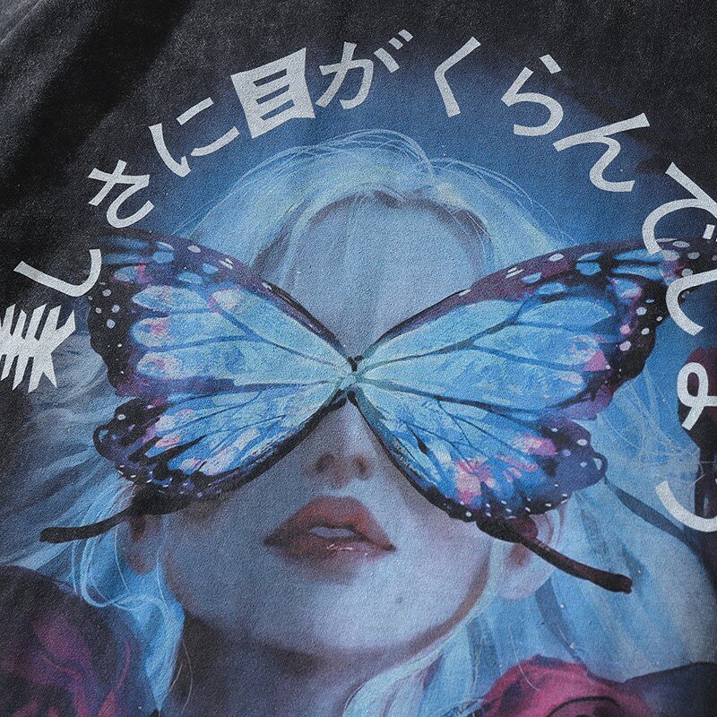 Großes Plus Size Academia Schmetterling Grafik T-Shirt für Frauen Männer übergroße gotische Sommer Tops T-Shirts Streetwear ästhetische Kleidung