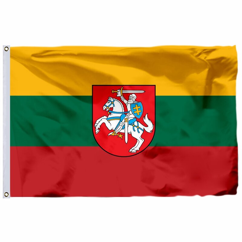 Drapeaux et bannières du pays lituanien avec sensation d'armes, polyester 100D, décoration de la maison, 90x150cm