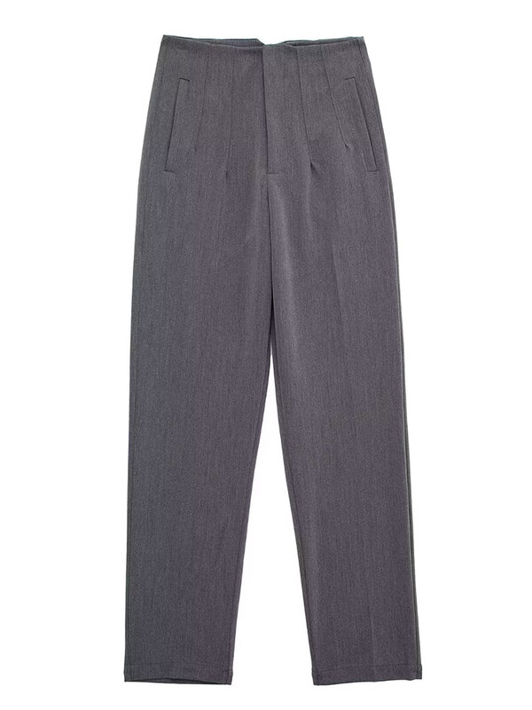 Женские модные прямые брюки Willshela, брюки с высокой талией и молнией спереди, винтажные женские шикарные брюки полной длины