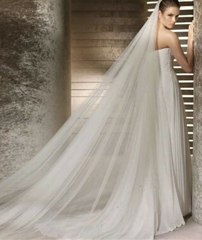 الحجاب الزفاف رخيصة مع مشط سيدة Hot البيع كاتدرائية قطار طويل وأمشاط للعروس 3m متر طويل الحجاب الزفاف