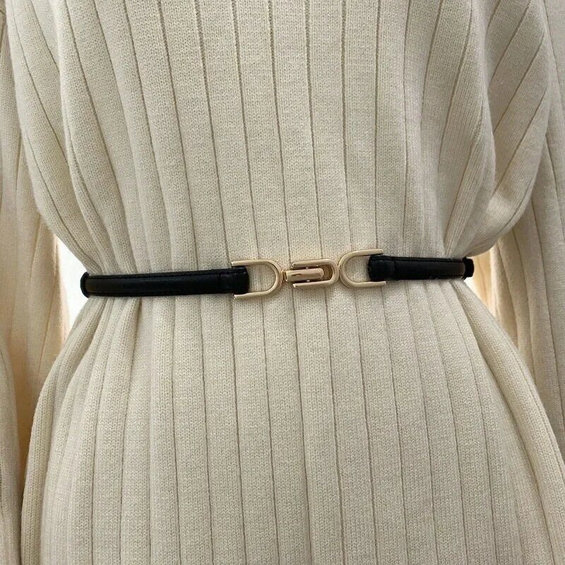 Cinturones de moda para mujer, cinturones de hebilla especial de aleación de Zinc, cinturón ajustable de PU, accesorios de vestir para mujer