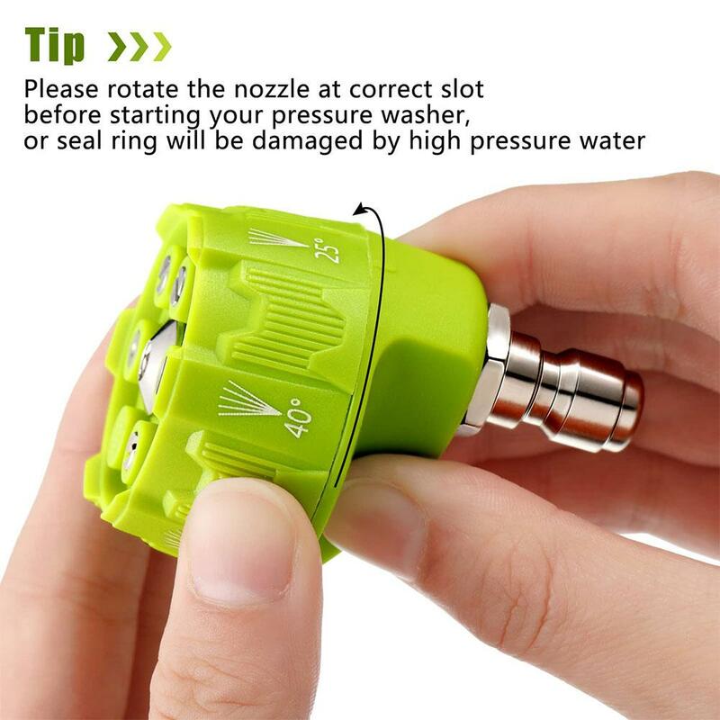 1pc Universal 4000Psi High Pressure Washer Spray Nozzle 0 15 25 40 Degree Rotation Watering Rinse Soap Nozzle Tip Garden Clean