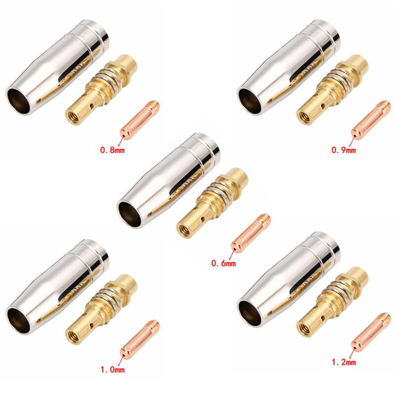 빈젤 15AK 토치 용접 액세서리 노즐, MIG 용접기용 접촉 팁, 0.6mm, 0.8mm, 0.9mm, 1.0mm, 1.2mm, 3 개
