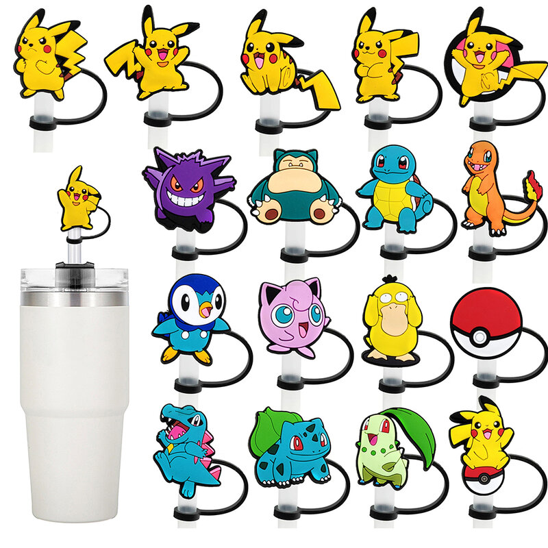 1-20PCS Cartoon Straw Cover Cap Japanese anime Drink Straw Plug Reusable Splash Proof Drinking Fit Cup Straw Cap Charms Pendant