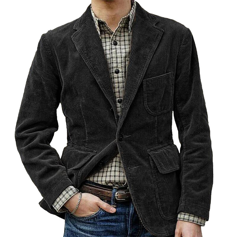 Chaqueta de pana transpirable para hombre, abrigo informal, traje diario, chaqueta cálida Vintage, botón de negocios, moda de otoño e invierno