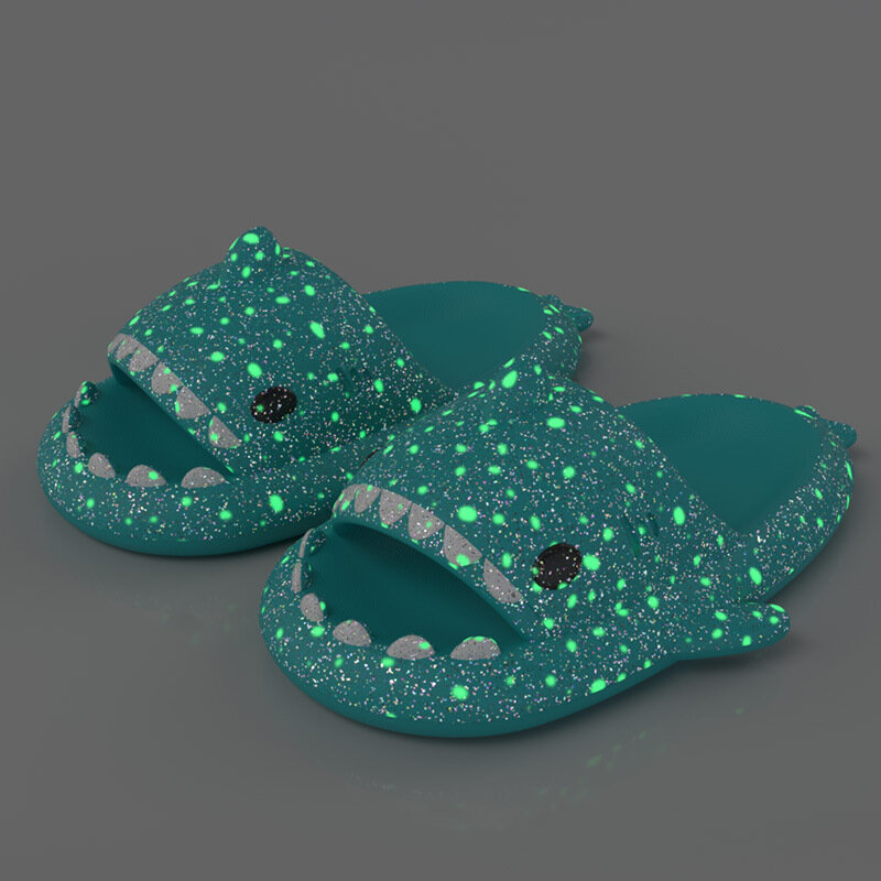 Donne Galaxy Glow Shark pantofole scivoli spessi uomo bagno infradito casa scarpe basse antiscivolo sandali divertenti per bambini all'aperto