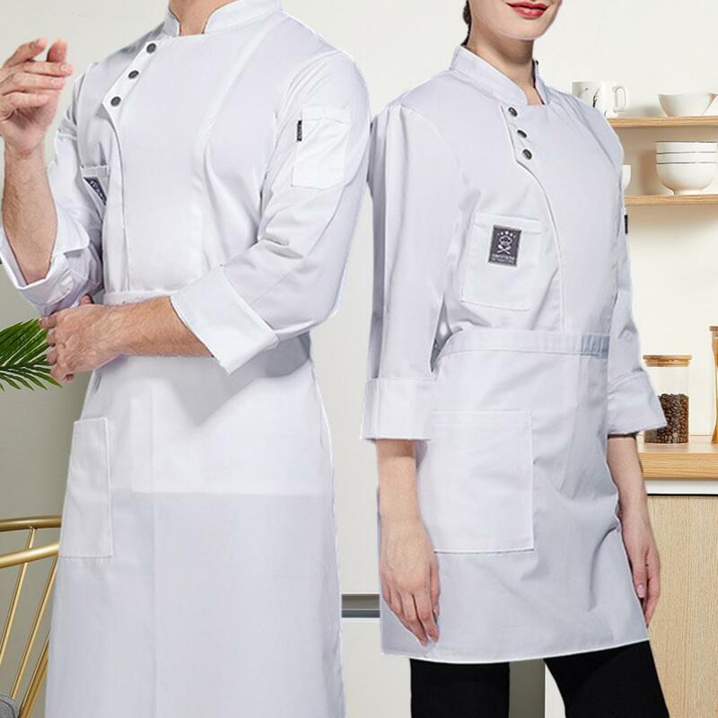 Camicia da cuoco con colletto alla coreana divise da cuoco professionali per uomo donna colletto alla coreana impermeabile abbigliamento da ristorante con Anti-sporco