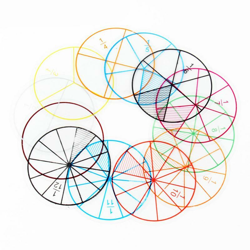 Coloful lingkaran pecahan halus lingkaran bulat montesori mudah digunakan angka Matematika hadiah lingkaran pecahan