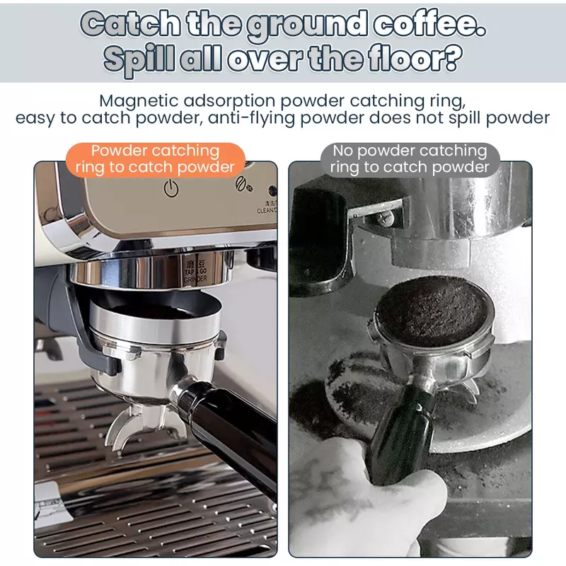 51/53/58mm Espresso Coffee Dosing Ring Magnetic Coffee Dosing Funnel Compatible with Espresso Portafilter Coffee Powder Tool