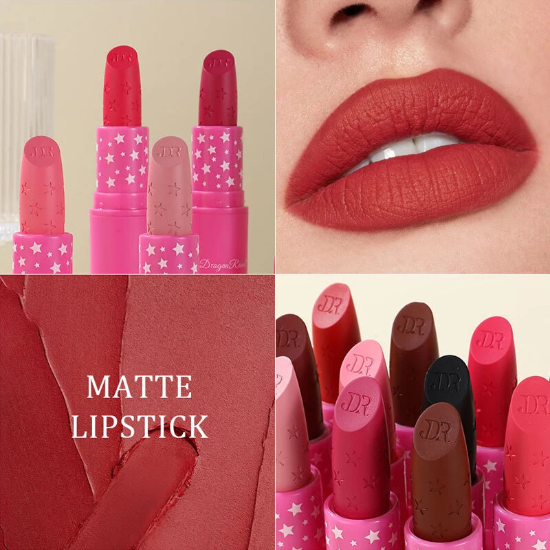 Waterproof Rose Red Velvet Matte Lipstick Moisturizing Long Lasting Stars Not Easy To Fade Nude Lip Tint Black Lipstick