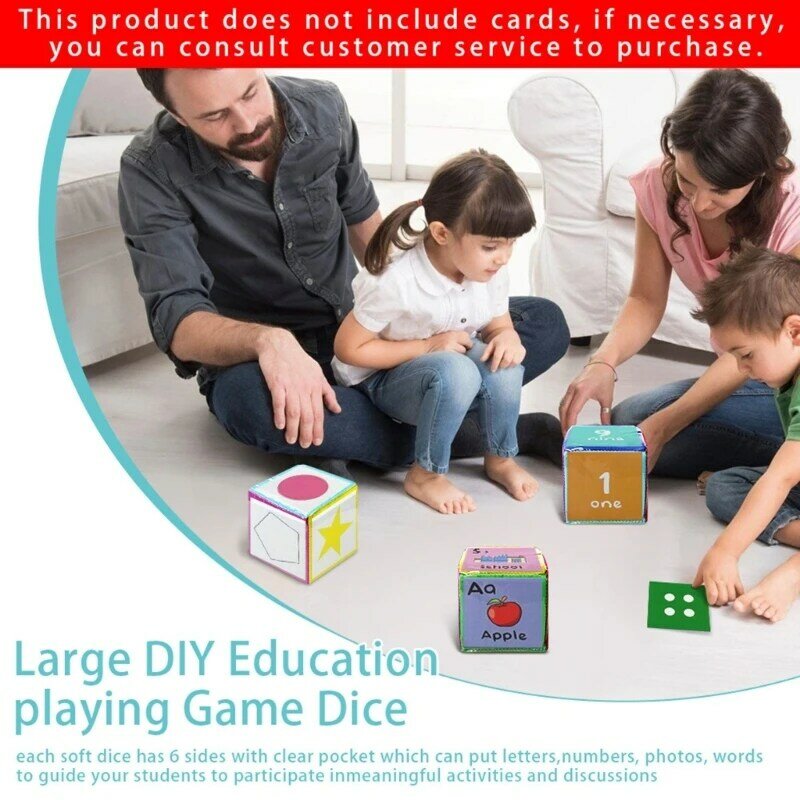 ลูกเต๋าพร้อมกระเป๋าใสขนาดใหญ่ครู Dices การเรียนรู้ลูกบาศก์ Pocket DIY เกม Dices