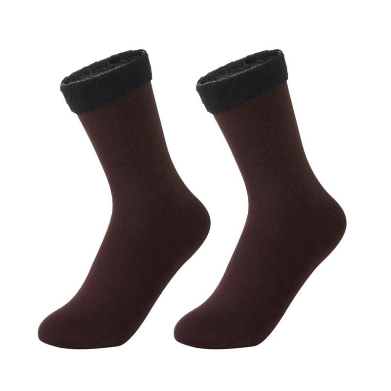 Зимние носки для женщин и мужчин, бархатные утолщенные Носки средней длины с эффектом падения, однотонные носки для сна в пол F R0T1