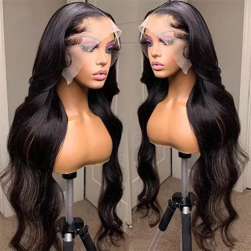 Pelucas delanteras de encaje para mujeres negras, cabello humano prearrancado, densidad de 180%, peluca Frontal sin pegamento con cabello de bebé