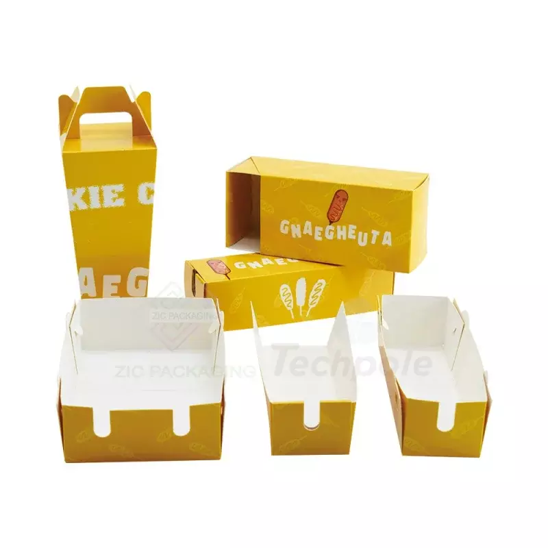Customized productcolor printed boat shaped paper food tray for burger hot dog corndog box