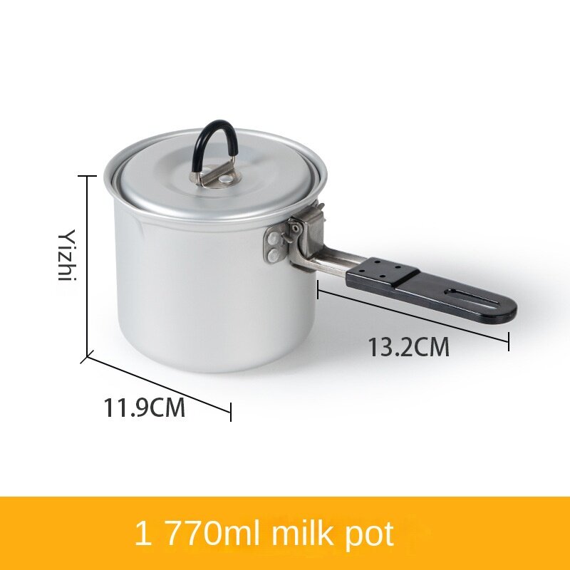Panci mendidih susu berkemah luar ruangan, peralatan masak portabel penyimpanan lipat Jepang Pot aluminium berkemah multifungsi