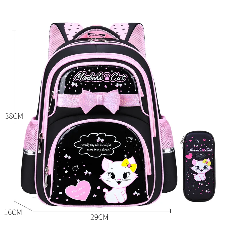 Sacs d'école étanches pour filles, sacs de livre de dessin animé de chat, sac à dos pour enfants Orth4WD
