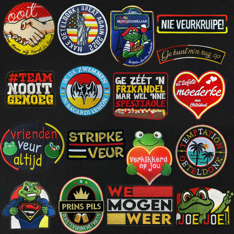 Nederland Oeteldonk Borduurwerk Patches Voor Kleding Carnaval Kreukelzones Geborduurde Patch Sport Schoenen Patch Naaien Kikker Badge