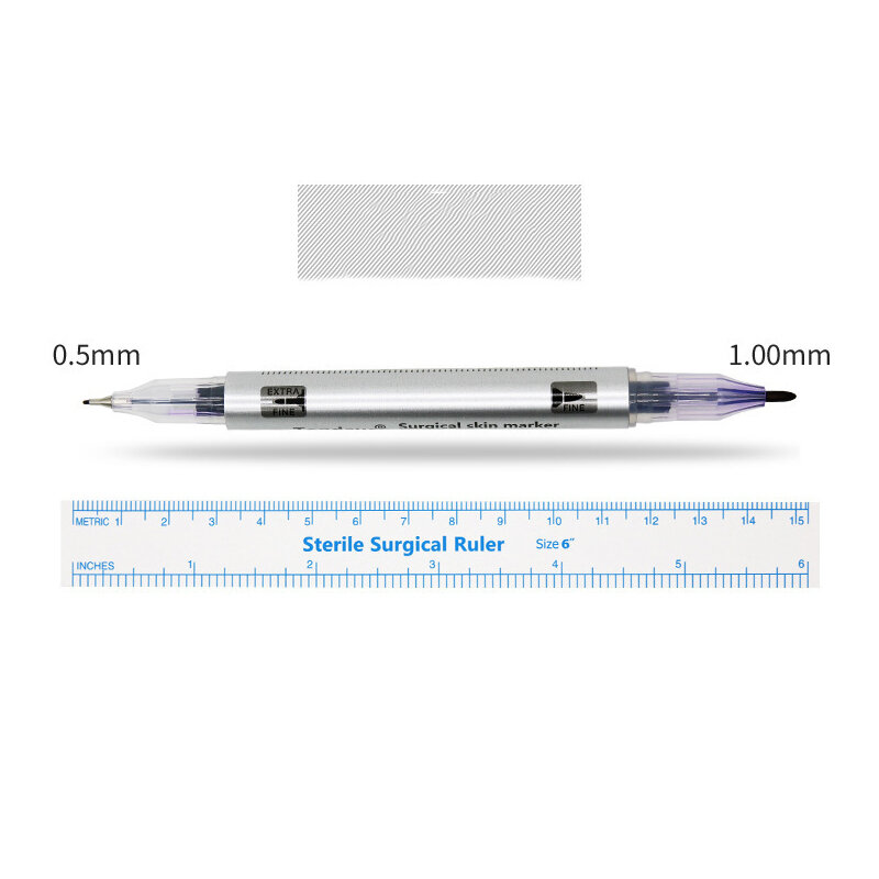 Cabeça dupla sobrancelha cirúrgica tatuagem pele marcador caneta ferramenta acessórios tatuagem marcador caneta com régua de medição microblading