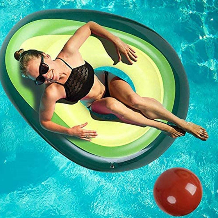 Flotador de piscina inflable de aguacate con pelota, anillo de natación, deporte acuático, colchón de natación de playa de verano, juguetes de fiesta, balsa de salón