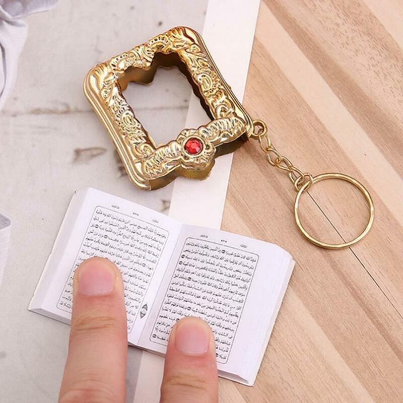 Gantungan kunci liontin Mini Islami Muslim cincin kunci untuk buku Koran Ark kertas asli dapat membaca perhiasan religius kecil