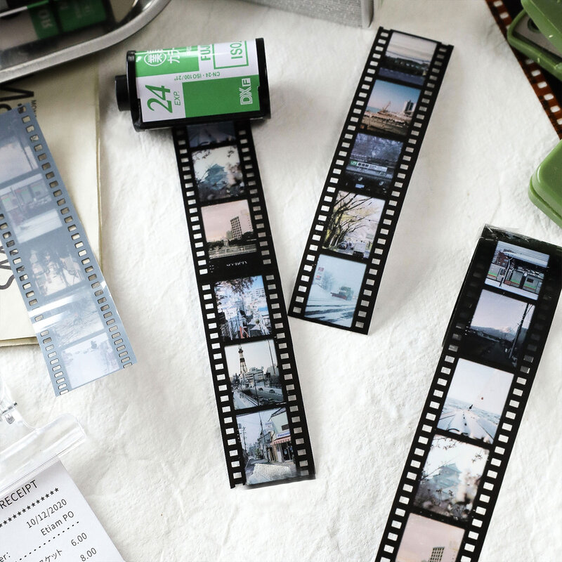 Retro Film Theme PET Tapes, DIY Scrapbooking Colagem, Papelaria Decoração, Journalling Materiais, 25mm * 2m