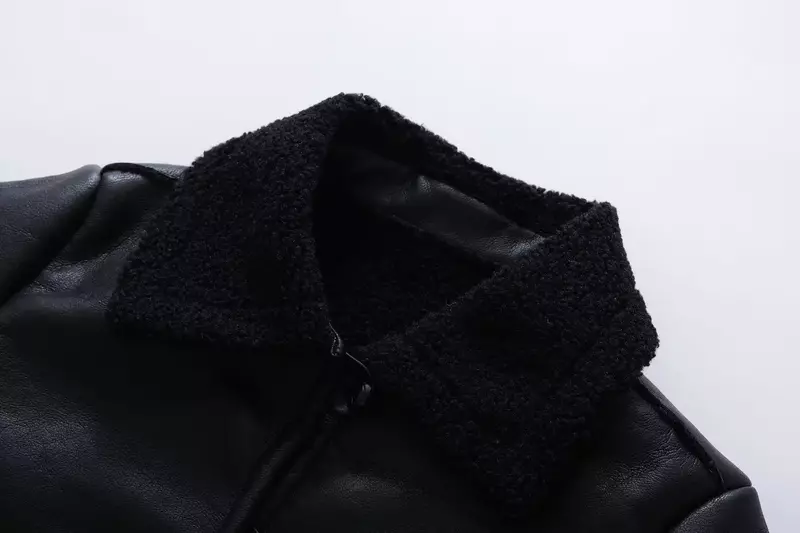 Damska nowa modny, z kieszeniami dekoracja ciepłe futro ze sztucznej skóry kurtka płaszcz Vintage długi guzik na rękawie-up damska odzież wierzchnia eleganckie koszule