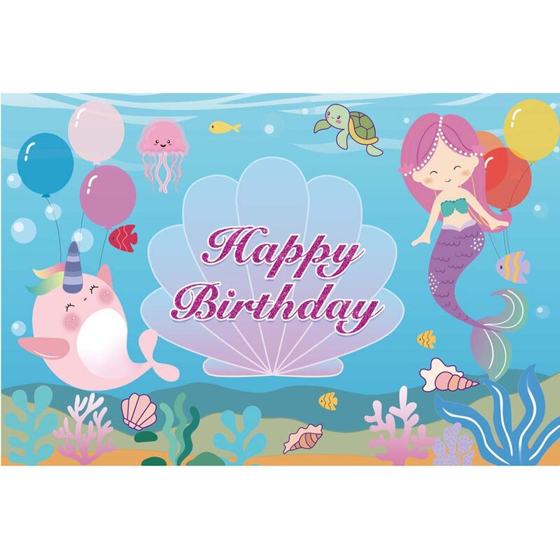 Decoración de globos de cumpleaños para niña de 1 2 3 4 5 6 7 8 y 9 años, decoración de fiesta de cumpleaños con tema de sirena para niños y niñas, arco de guirnalda de globos bajo el mar