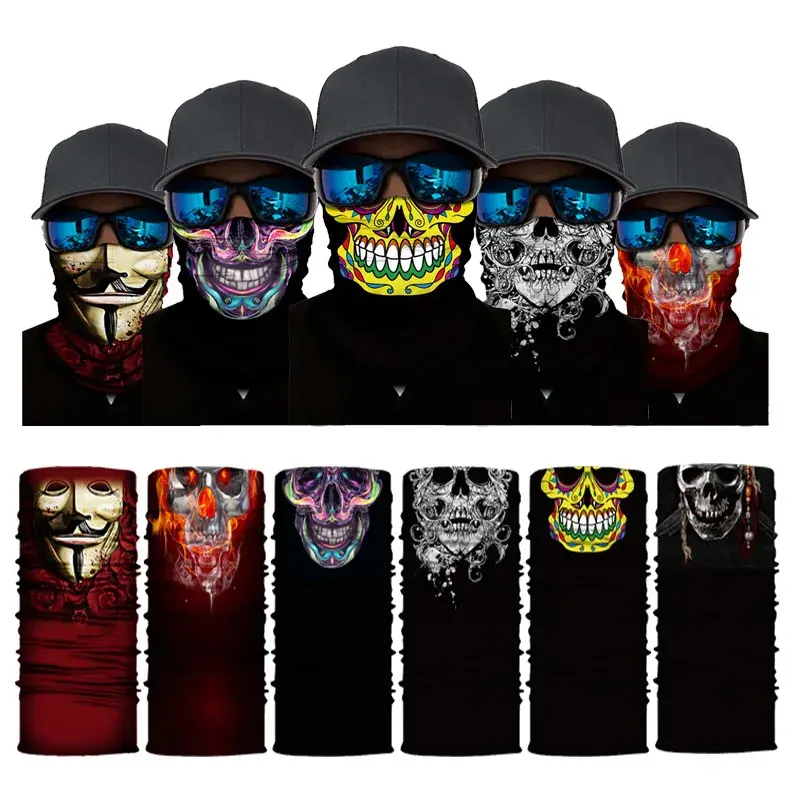 Skull media Face Series Magic Bandana sin costuras Amazon Protective Warm Scarf Outdoor Gear Mask