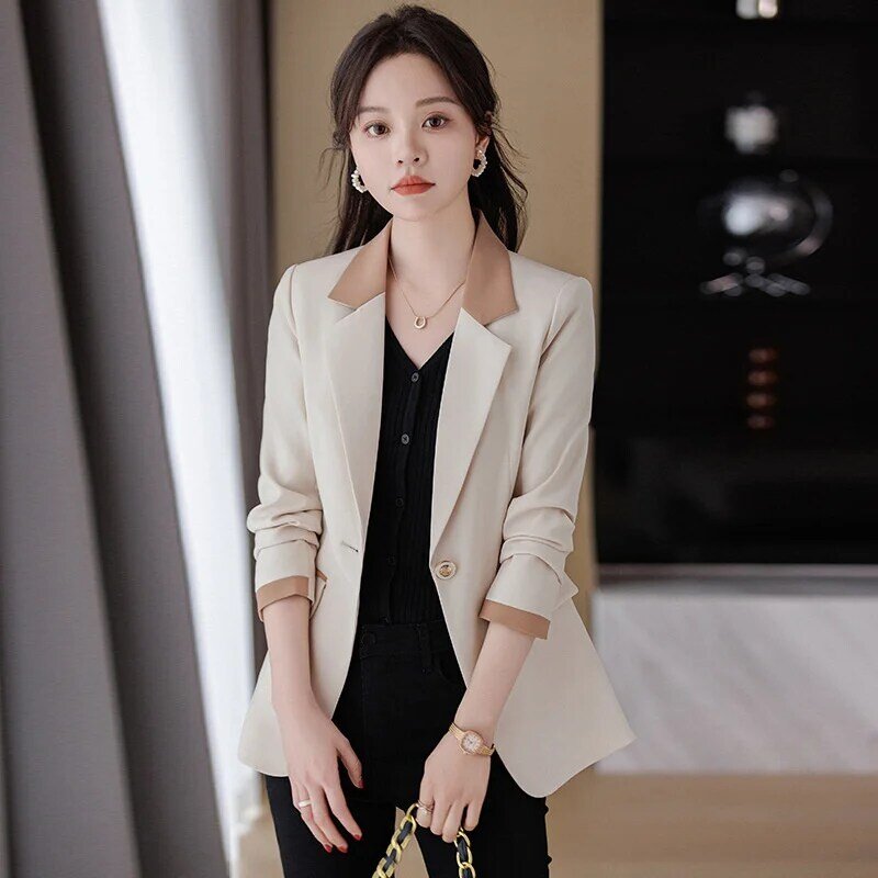 Fashion Blazer Women 2024 New Spring Casual Long Sleeve New Colored Suit Collar Single Nutton Blazers Feminino Jackets Outerwear