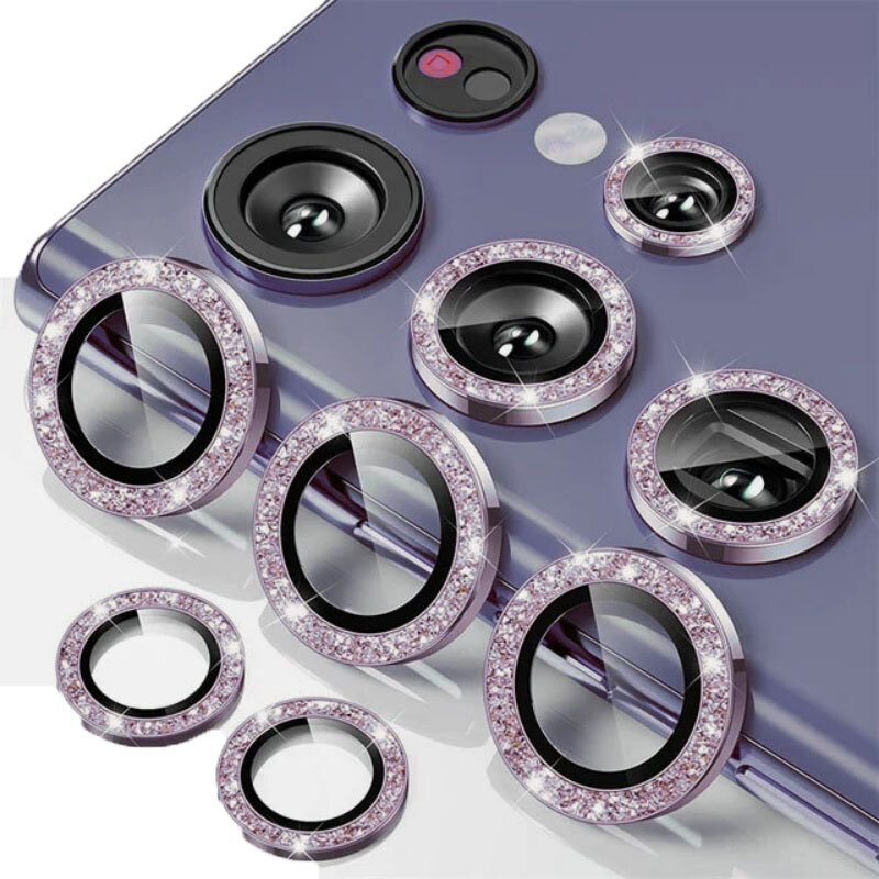 Glitter Camera Ring for Samsung Galaxy S24 Ultra S23 Ultra Plus S24+ Back Lens Screen Protector Glass S23+ S22ultra Cap Case