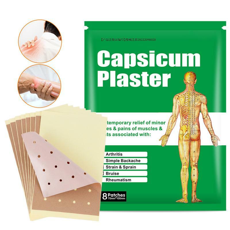 KOYO plester Capsicum 8Pcs, tempelan perut penghilang nyeri, Koyo panas Capsicum untuk leher punggung dan lutut
