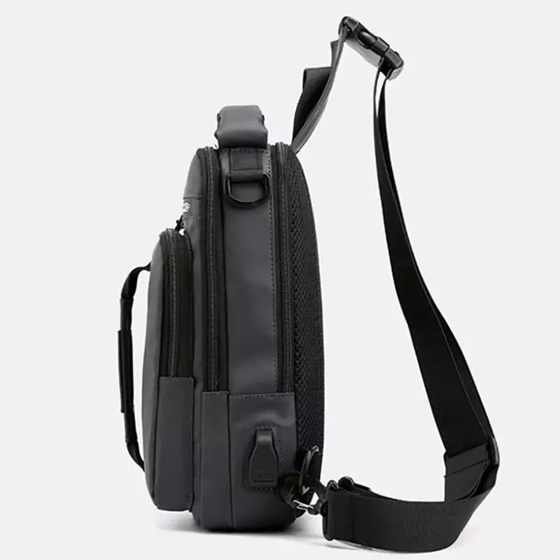 متعددة الوظائف حقيبة كروسبودي الرجال USB شحن الصدر حزمة رحلة قصيرة رسول حقيبة صدر للرجال مقاوم للماء حقيبة كتف سعة كبيرة