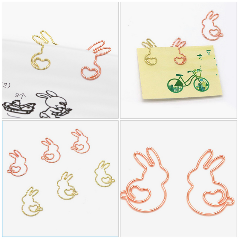 Pinces à papier en métal en forme de lapin, signet, fichier, document, photo, maison, mignon, 20 pièces
